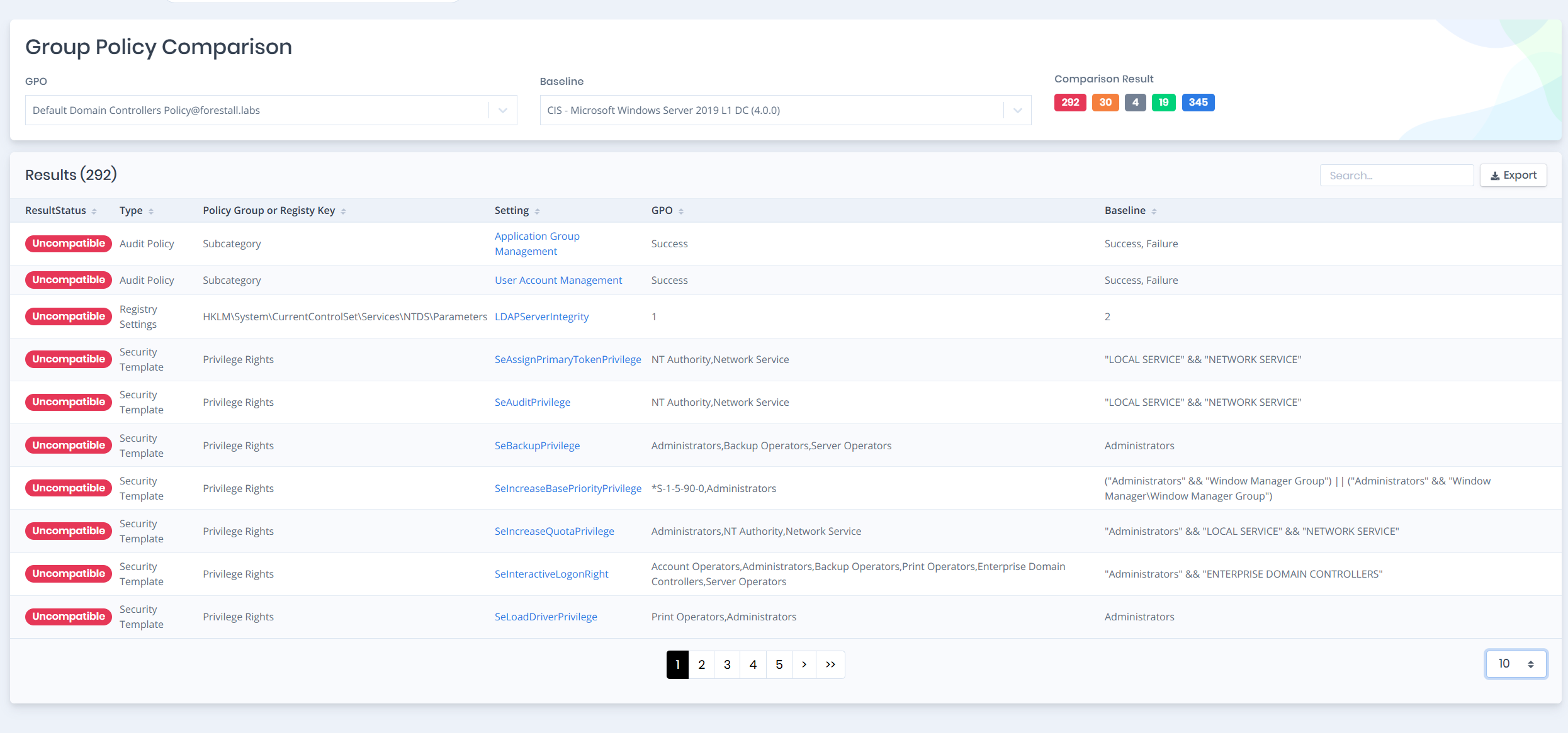 GPO Baseline Comparison